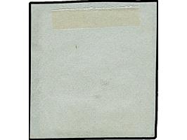 ½ Sch. schwarz, voll-bis breitrandig mit kreuzweise aufgesetzten Strichstempel. Fehlerhaft, auf kleines Briefstück montiert. 
