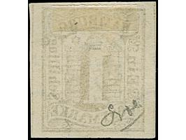 1 Sch. braun, voll- bis breitrandig mit leicht und sauber aufgesetztem Ortsstempel. Kleine Einschränkungen. Fotoattest Dr. Mo