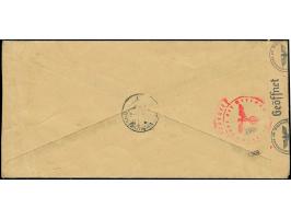 1942, Für die Armen 2+6 - 20+40 Dinar, sauber mit Stempel “BEOGRAD 20.X.42” auf Eil-R-Brief mit Zensurstreifen nach Assling m