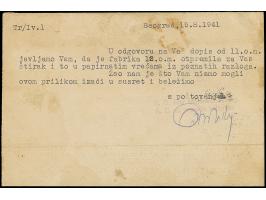 1941, König Peter II. 1 Dinar dunkelsmaragdgrün, ohne Aufdruck “SERBIEN”, sauber mit Stempel “BEOGRAD 16.VIII.41” auf Postkar