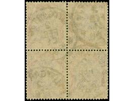 1920, Germania 1¼ M., Wasserzeichen Kreuzblüten (Vierpaß), im Viererblock, farbfrisch und meist gut gezähnt, sauber gestempel