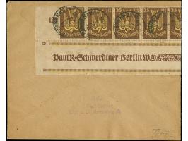 1923, Holztaube 25 M., unregelmäßiger 12er-Block mit zwei kompletten Zwischenstegpaaren, farbfrisch und meist gut gezähnt, sa