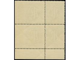 1945, Deutscher Druck, 30 Pfg. dunkelgrünoliv, gez. 11:11½, Viererblock aus der rechten unteren Bogenecke, rechts ungezähnt, 