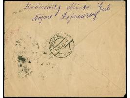 1919, Grain store and sheaves 1 m., two singles tied by cds. “RUBIEZEWICZE 10.V.20” to registered cover with provisional r-la
