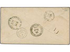 10 k. brown/blue, two singles tied by cds “ODESSA 15 MAY. 1874” to 2nd weight step envelope to Marseilles, underfranked by 6 