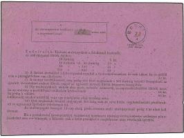 1874, 10 kr. blue and 5 kr. rose tied by cds. SZABADKA 22.1.76" to complete money order to Bezdan with arrival mark. The lowe