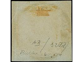 1850, 3 Pfg. bräunlichrot, Platte III, Type 9, sehr schöne frische braune Nuance, unten noch voll-, sonst breitrandig, oben m