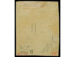 1861,⅓ Gr. moosgrün, farbfrisch und allseits voll- bis breitrandig geschnitten, ungebraucht mit Originalgummierung und in tad