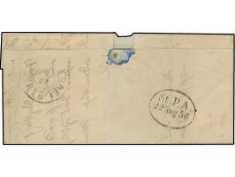 1853, "HELGOLAND." klarer Abschlag des Hamburger L1 auf Faltbriefhülle mit dänischem DKr. “K.D.O.P. HAMBURG 22/8” nach Kiel, 