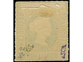 1867/73, 1. Schilling Ausgabe ½ Sch. bläulichgrün/rötlichkarmin, Kopftype II, farbfrisch und gut durchstochen, sauber ungebra