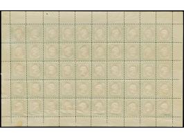 HAMBURGER: 1891/95, ¼ Schilling grün/karmin, der Fehldruck, mit kopfstehendem Medaillon, postfrisch, Falze im Rand, 5 Marken 