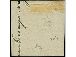 3 Kr. auf gelb,, allseits breitrandige linke obere Bogenecke mit ca. 5,5/6,5 mm Bogenrändern, mit sauber aufgesetzter Nr. "10