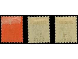 1891, surcharges 20 c. on 3 c., 50 c. on 48 c. and 1 $. on 96 c., all with “SPECIMEN” overprint, unused with original gum, 20