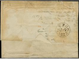 1822, "Oz at S8/D8 per Oz" on entire letter from writer to London, disinfection slits and slight marks, adjacent "ESPAGNE PAR