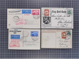 1912/38 (ca., interessante Partie, dabei über 100 Zeppelin-Belege, Karten mit 10 Pfg. und 20 Pfg. E.EL.P., Gute Zeppelin-Mark