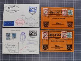 1912/38 (ca., interessante Partie, dabei über 100 Zeppelin-Belege, Karten mit 10 Pfg. und 20 Pfg. E.EL.P., Gute Zeppelin-Mark