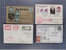 1912/38 (ca., interessante Partie, dabei über 100 Zeppelin-Belege, Karten mit 10 Pfg. und 20 Pfg. E.EL.P., Gute Zeppelin-Mark