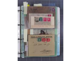 1923/35, kleine Sammlung “DSP mit Bezug zu Stettin mit Briefen, Karten und GSK, meist Sammlerpost mit u.a. violettem Stempel 