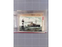 1906/33, Sammlung “DSP LINIE BREMEN-NEW YORK a-h” mit ca. 60 Briefen, Karten und GSK, dabei u.a. Ozean-Briefumschlag 1932 und