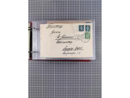 1914/37, Sammlung Flaggenstempel “DASP HAMBURG-NEW YORK” mit 50 Briefen, Karten und GSK, dabei drei R-Briefe und frühe Flagge