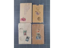 1904/55, 25 covers including 1909 Jaffna to Madras with violet CASH PAID K.M.PR., Railway Post Office 1904, Devakottai Reply 