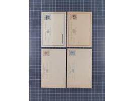 1881, Nine different postal stationery cards including ´ONE/CENT´ surcharge on 3 c. brown and 4 c. grey, two answering cards,