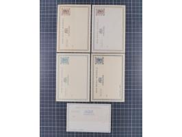 1881, Nine different postal stationery cards including ´ONE/CENT´ surcharge on 3 c. brown and 4 c. grey, two answering cards,