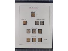 1870, gestempelte Sammlung mit über 110 Marken, spezialisiert mit Farben, Plattenfehlern und weiteren Besonderheiten, dabei M