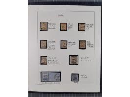 1870, gestempelte Sammlung mit über 110 Marken, spezialisiert mit Farben, Plattenfehlern und weiteren Besonderheiten, dabei M