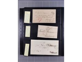 1830/67, kleine Sammlung mit Vorphila- und unfrankierten Briefen, Marken, frankierten Briefen, Ganzsachen, Postscheinen, etc.