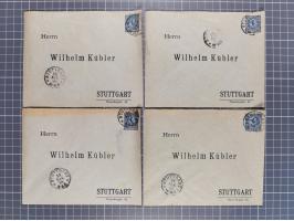 STUTTGART: 1886, Umschlag 3 Pfg. blau mit vorgedruckter Adresse “Wilhelm Kübler”, 85 Stück bedarfsgebraucht (Müller U4Z, 7600