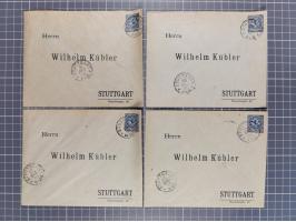 STUTTGART: 1886, Umschlag 3 Pfg. blau mit vorgedruckter Adresse “Wilhelm Kübler”, 85 Stück bedarfsgebraucht (Müller U4Z, 7600