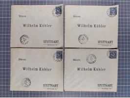 STUTTGART: 1886, Umschlag 3 Pfg. blau mit vorgedruckter Adresse “Wilhelm Kübler”, 85 Stück bedarfsgebraucht (Müller U4Z, 7600