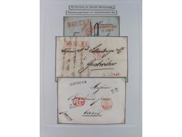 1750/1850 (ca.), kleine aufgezogene Sammlung mit 35 Briefen/Briefhüllen, dabei Express- und Charge-Briefe, Transitpost, etc.