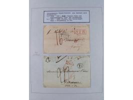 1750/1850 (ca.), kleine aufgezogene Sammlung mit 35 Briefen/Briefhüllen, dabei Express- und Charge-Briefe, Transitpost, etc.