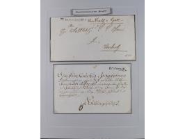 1750/1850 (ca.), kleine aufgezogene Sammlung mit 35 Briefen/Briefhüllen, dabei Express- und Charge-Briefe, Transitpost, etc.