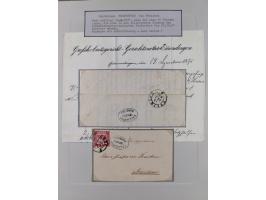 1850/72 (ca.), interessante Stempelsammlung auf Marken, Briefstücken und Briefen, dabei blaue und rote Nummernstempel, Fremde