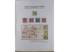 1850/72 (ca.), interessante Stempelsammlung auf Marken, Briefstücken und Briefen, dabei blaue und rote Nummernstempel, Fremde