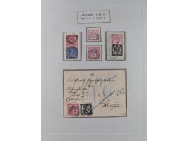 1850/72 (ca.), interessante Stempelsammlung auf Marken, Briefstücken und Briefen, dabei blaue und rote Nummernstempel, Fremde