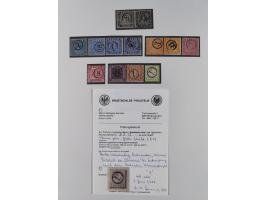 1850/72 (ca.), interessante Stempelsammlung auf Marken, Briefstücken und Briefen, dabei blaue und rote Nummernstempel, Fremde