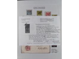 1850/72 (ca.), interessante Stempelsammlung auf Marken, Briefstücken und Briefen, dabei blaue und rote Nummernstempel, Fremde