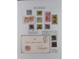 1850/72 (ca.), interessante Stempelsammlung auf Marken, Briefstücken und Briefen, dabei blaue und rote Nummernstempel, Fremde