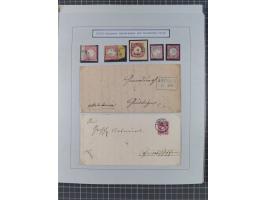 1850/72 (ca.), interessante Stempelsammlung auf Marken, Briefstücken und Briefen, dabei blaue und rote Nummernstempel, Fremde