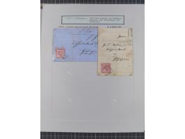1850/72 (ca.), interessante Stempelsammlung auf Marken, Briefstücken und Briefen, dabei blaue und rote Nummernstempel, Fremde