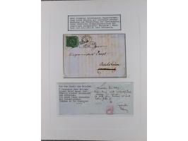 1850/72 (ca.), interessante Stempelsammlung auf Marken, Briefstücken und Briefen, dabei blaue und rote Nummernstempel, Fremde