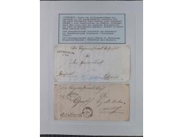 1850/72 (ca.), interessante Stempelsammlung auf Marken, Briefstücken und Briefen, dabei blaue und rote Nummernstempel, Fremde