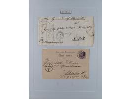 1850/72 (ca.), interessante Stempelsammlung auf Marken, Briefstücken und Briefen, dabei blaue und rote Nummernstempel, Fremde