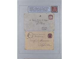 1850/72 (ca.), interessante Stempelsammlung auf Marken, Briefstücken und Briefen, dabei blaue und rote Nummernstempel, Fremde