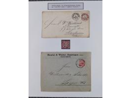 1850/72 (ca.), interessante Stempelsammlung auf Marken, Briefstücken und Briefen, dabei blaue und rote Nummernstempel, Fremde