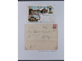 1850/72 (ca.), interessante Stempelsammlung auf Marken, Briefstücken und Briefen, dabei blaue und rote Nummernstempel, Fremde